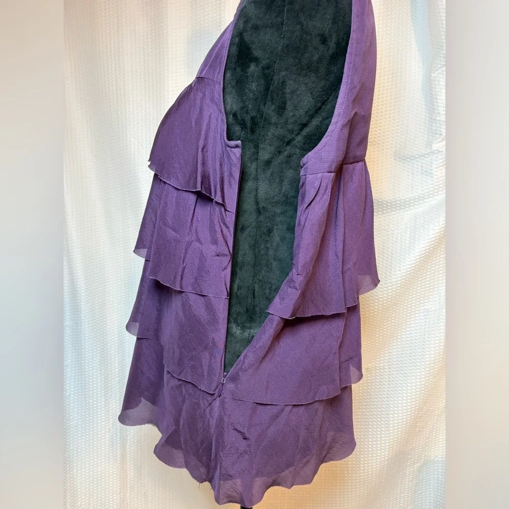 J. Crew 100% silk plum purple ruffled layered sleeveless blouse tank top size 4